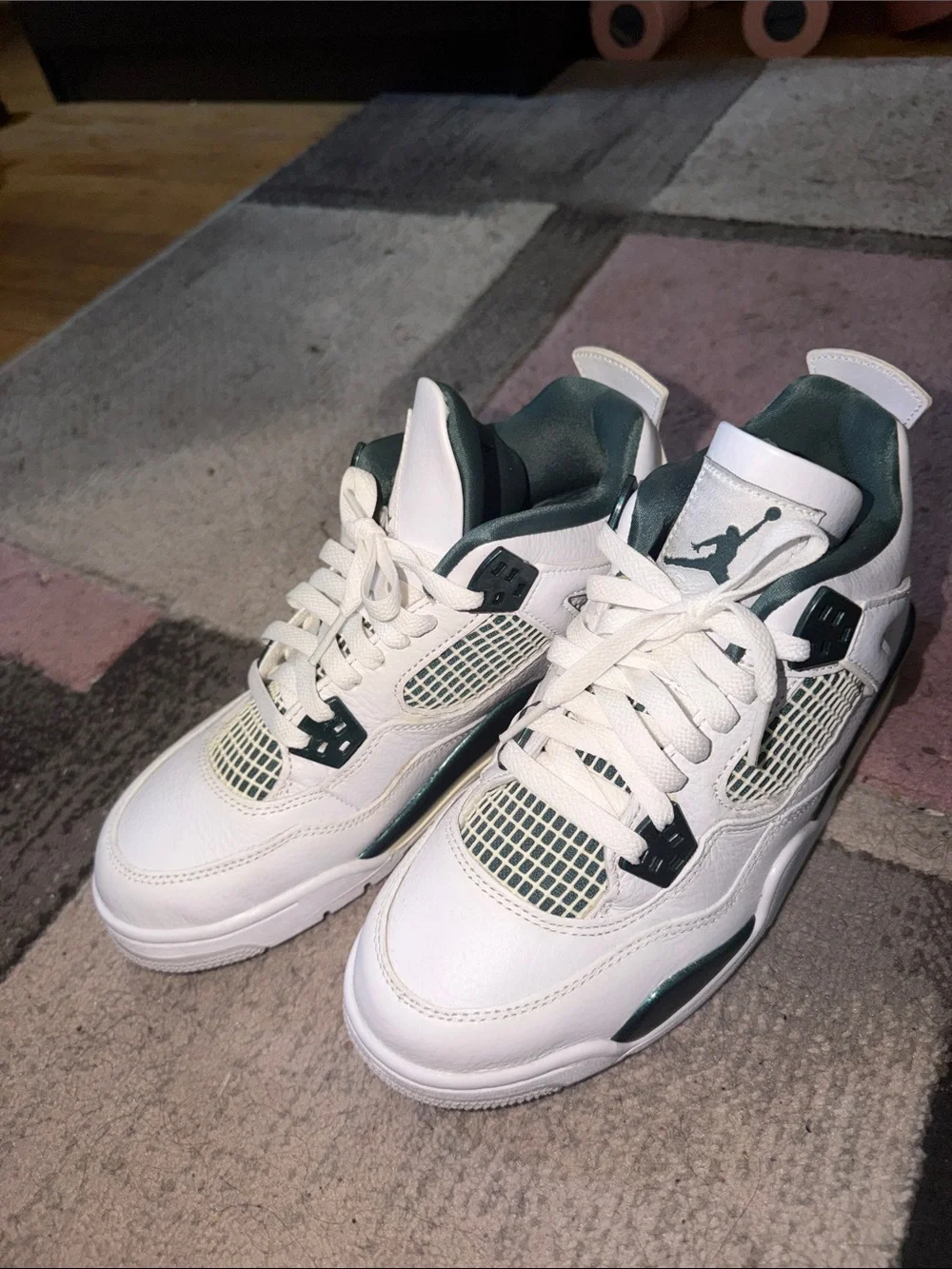 Jordan Retro Athletic Sneakers in White and Teal